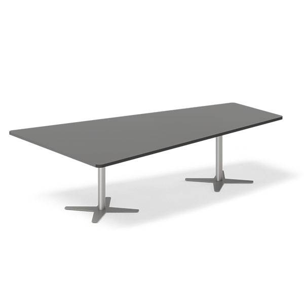Office konferencebord trapezformet 260x161,5cm Antracit med alugråt stel