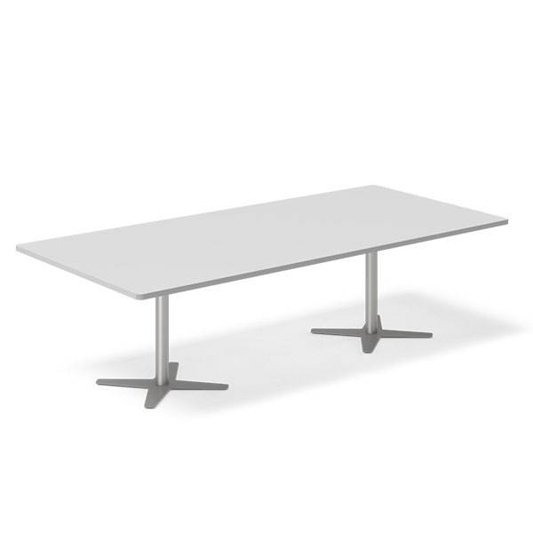 Office konferencebord rektangulært 260x120cm lysgrå med alugråt stel