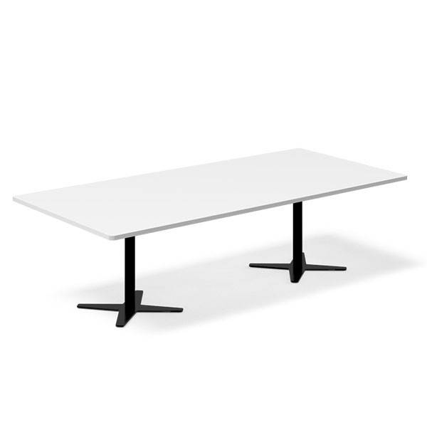 Office konferencebord rektangulært 260x120cm hvid med sort stel