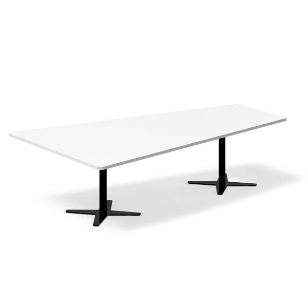 Office konferencebord trapezformet 260x161,5cm hvid med sort stel