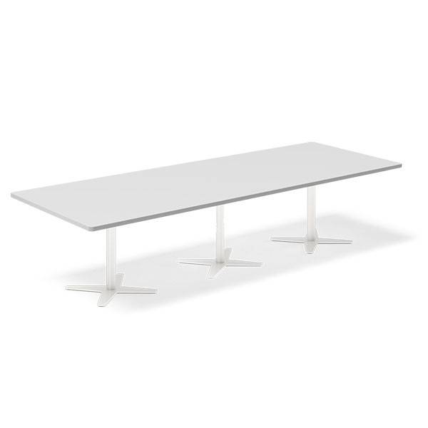 Office konferencebord rektangulært 320x120cm lysgrå med hvid stel