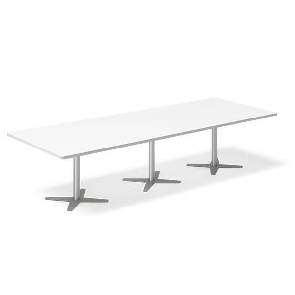 Office konferencebord rektangulært 320x120cm hvid med alugråt stel