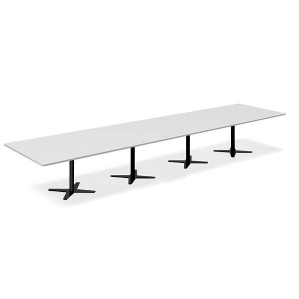 Office konferencebord rektangulært 500x120cm lysgrå med sort stel