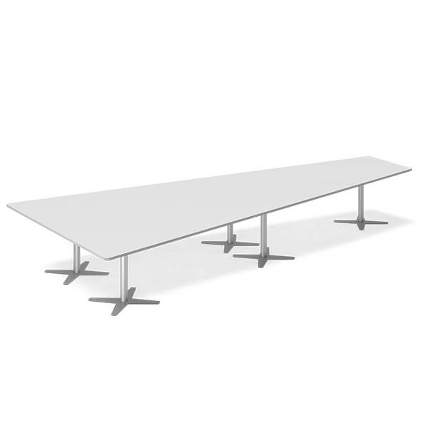 Office konferencebord trapezformet 500x236,5cm Lysgrå med alugråt stel