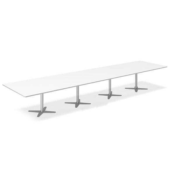 Office konferencebord rektangulært 500x120cm hvid med alugråt stel