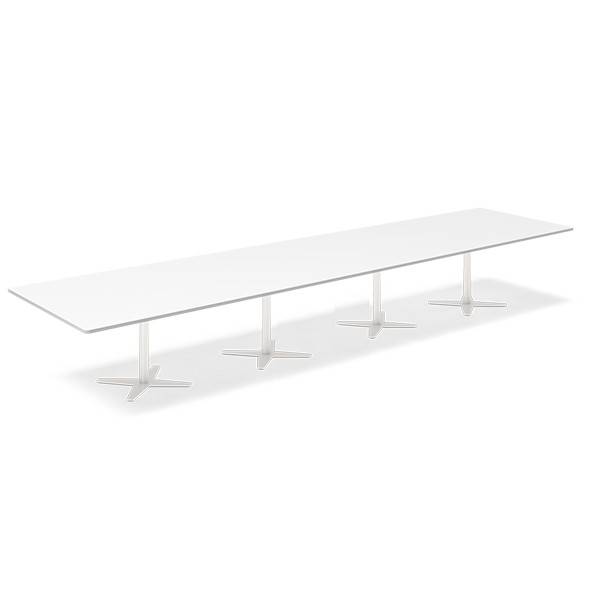 Office konferencebord rektangulært 500x120cm hvid med hvid stel