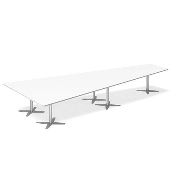 Office konferencebord trapezformet 500x236,5cm hvid med alugråt stel