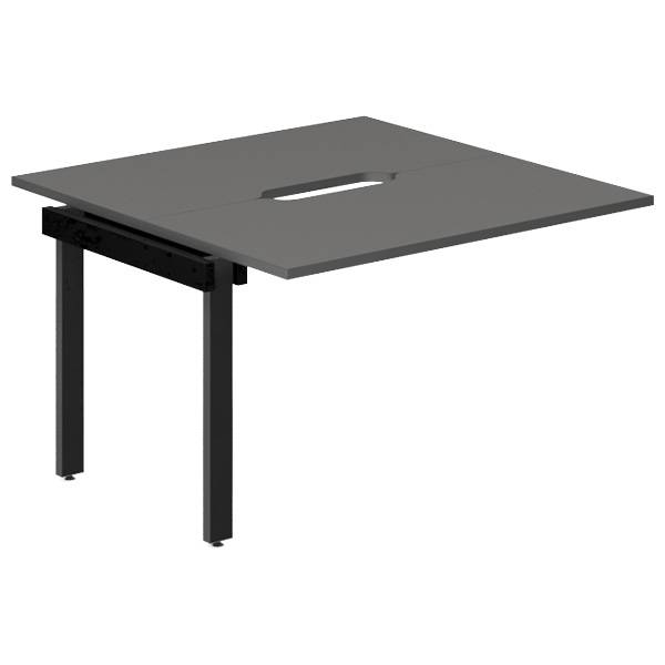 Studiebord tilbygningsmodul 120x60cm i antracit med sort stel