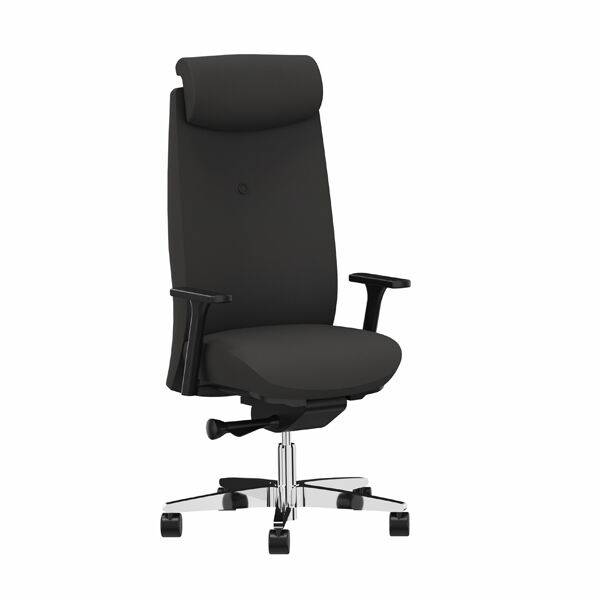 Savo XO kontorstol med sort tekstil og krom fodkryds