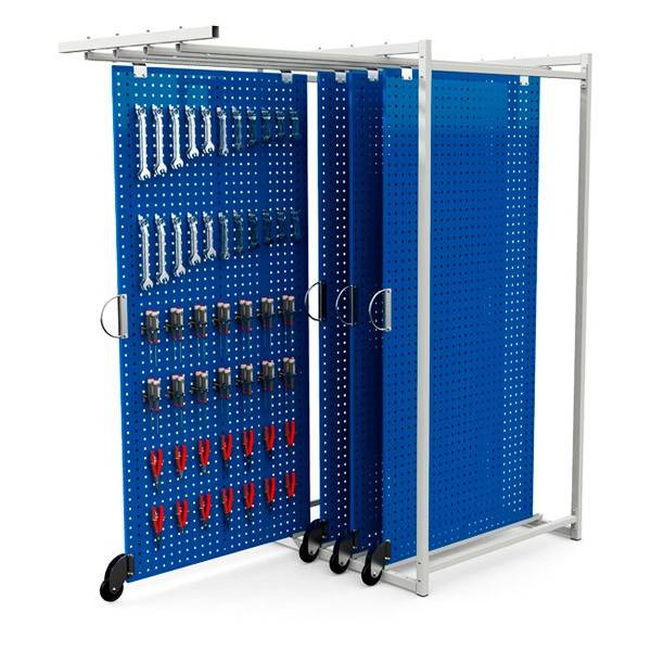 MaxiStore værktøjstavle med 4 perforeret plader blå