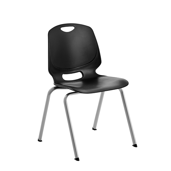 Amigo elevstol med sort sæde og alugråt stel