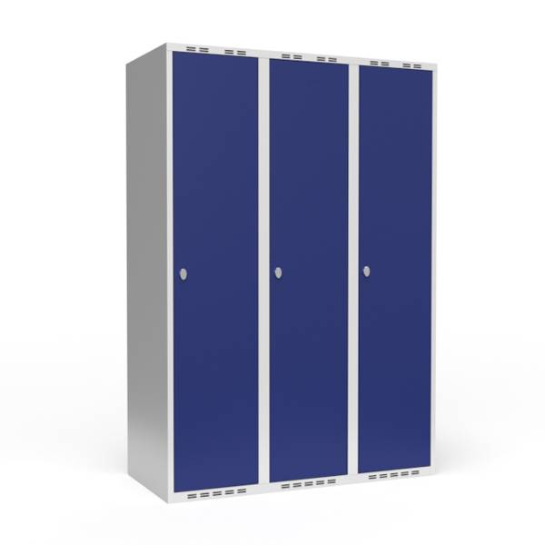 Garderobeskab med hængelås 3x400mm blå dør
