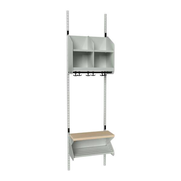 BST garderobe startsektion model D med 2 pladser 500mm lys grå