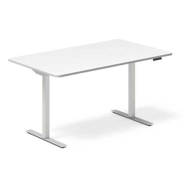 Office hæve-sænkebord 140x80cm hvid med sølv stel
