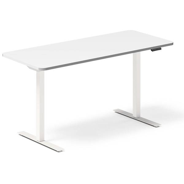 Office hæve-sænkebord 140x60cm hvid med hvidt stel