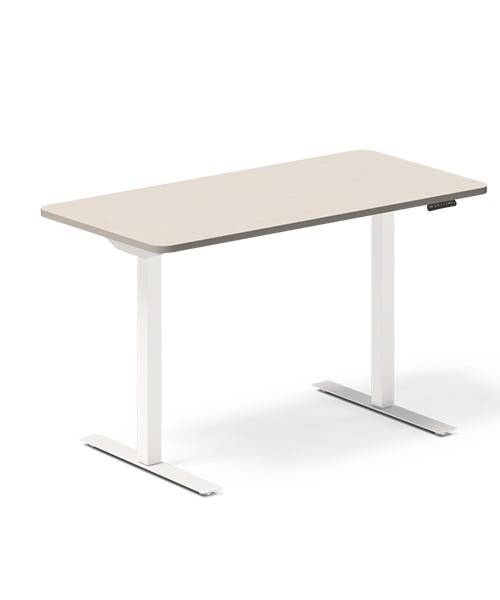 Office hæve-sænkebord 120x60cm i birk med hvidt stel