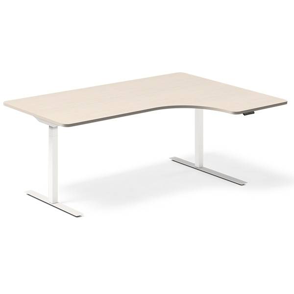 Office hæve-sænkebord højre 180x120cm birk med hvidt stel