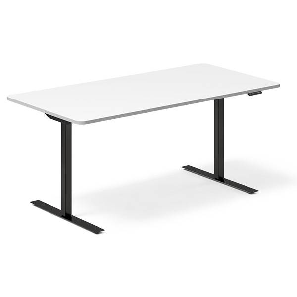 Office hæve-sænkebord 160x80cm hvid med sort stel