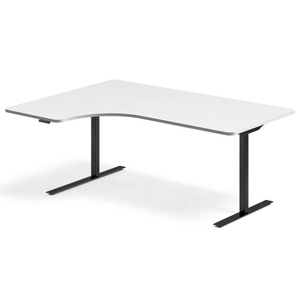 Office hæve-sænkebord venstre 180x120cm hvid med sort stel