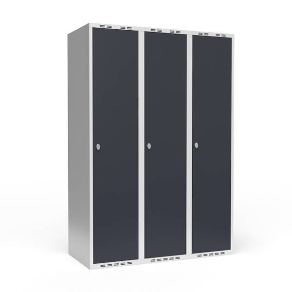 Garderobeskab med hængelås 3x400mm antracitgrå dør