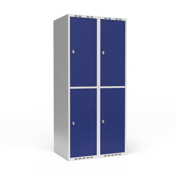 Garderobeskab 2-delt med hængelås 2x400mm blå dør
