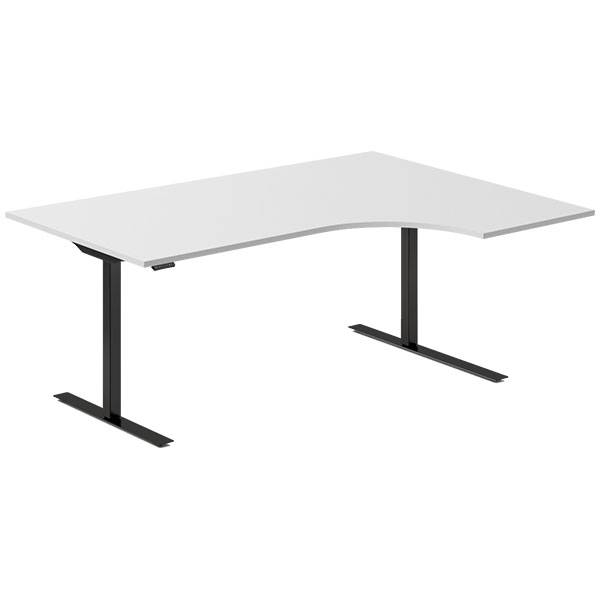 Office hæve-sænkebord 180x120cm i lys grå med sort stel højrevendt