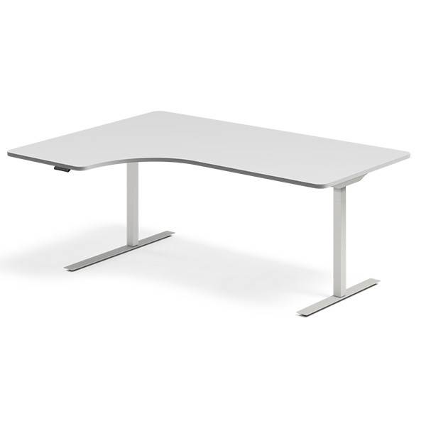Office hæve-sænkebord venstrevendt 180x120cm lysgrå med alugråt stel