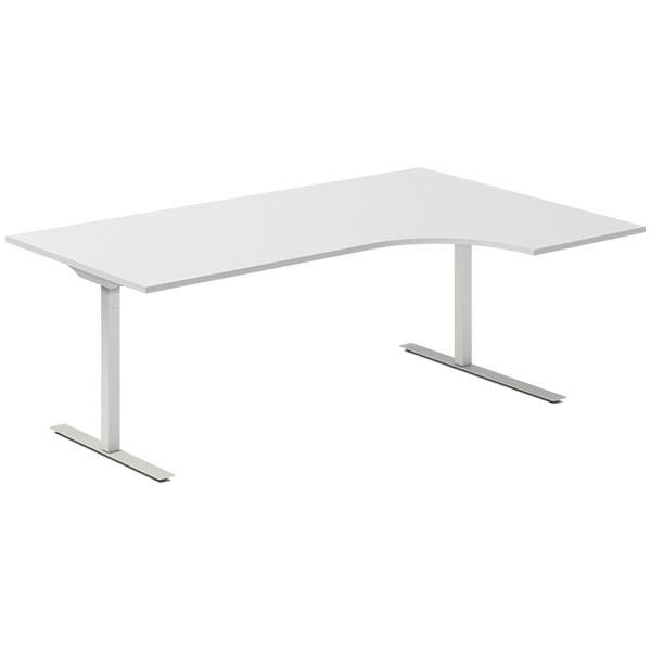 Office hæve-sænkebord 200x120cm i lys grå med alugråt stel højrevendt