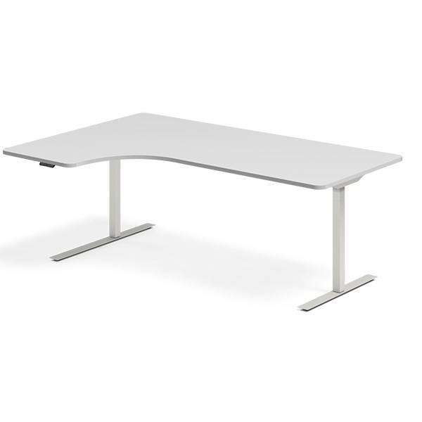 Office hæve-sænkebord venstrevendt 200x120cm lysgrå med alugråt stel