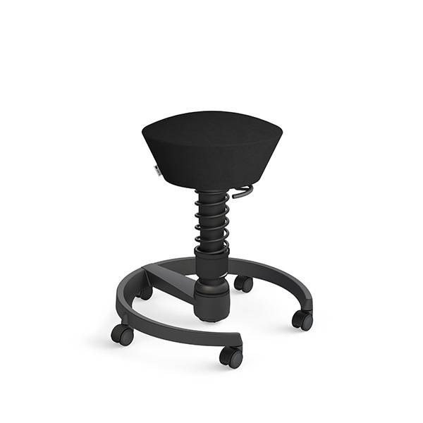 Swopper balancestol med hjul 520-660mm sort sæde og sort stel