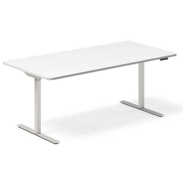 Office hæve-sænkebord 180x80cm hvid med sølv stel