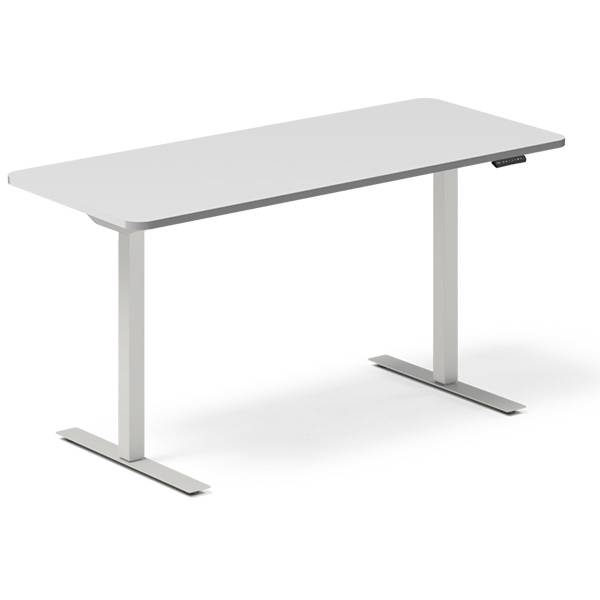 Office hæve-sænkebord 140x60cm lysgrå med alugråt stel