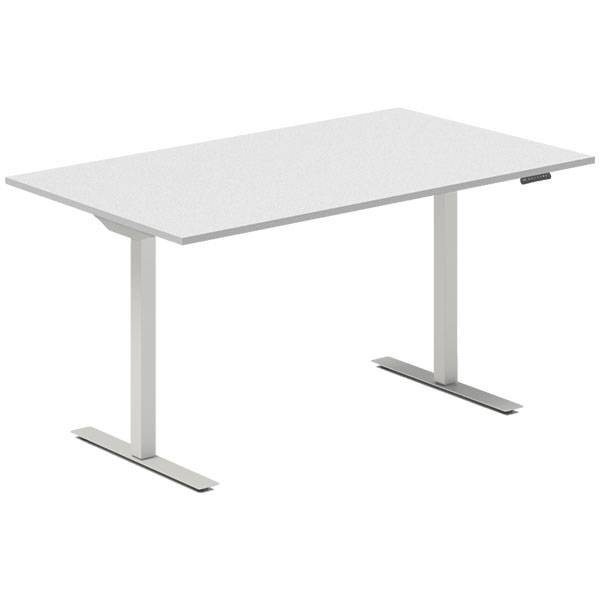 Office hæve-sænkebord 140x80cm lysgrå med alugråt stel