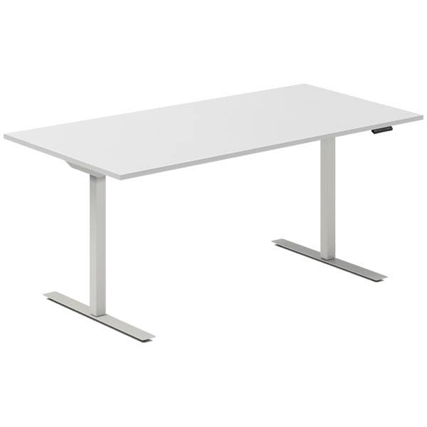 Office hæve-sænkebord 160x80cm lysgrå med alugråt stel