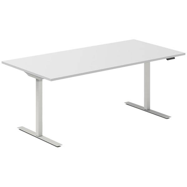 Office hæve-sænkebord 180x80cm lysgrå med alugråt stel