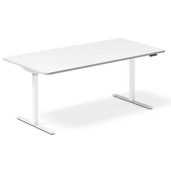 Office hæve-sænkebord 180x80cm hvid med hvid stel