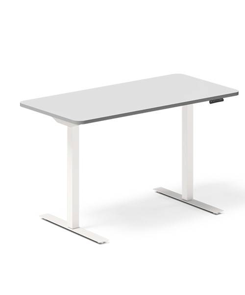 Office hæve-sænkebord 120x60cm lysgrå med hvidt stel