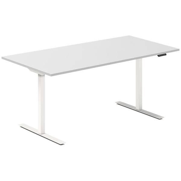 Office hæve-sænkebord 160x80cm lysgrå med hvidt stel