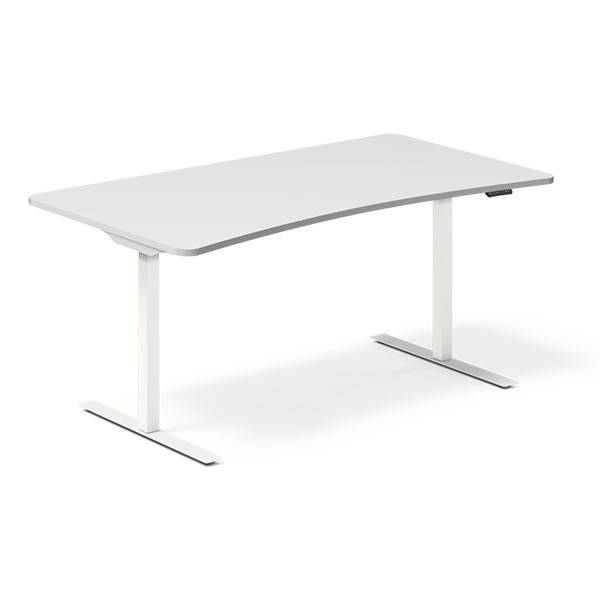 Hæve-sænke bord med bue 160x80cm lysgrå med hvidt stel