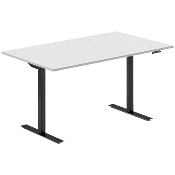 Office hæve-sænkebord 140x80cm lysgrå med sort stel