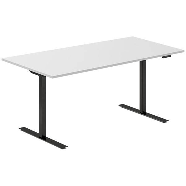 Office hæve-sænkebord 160x80cm lysgrå med sort stel