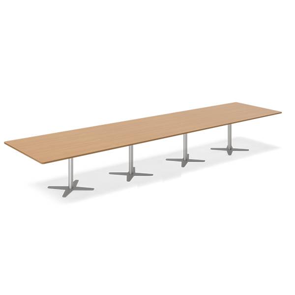 Office konferencebord rektangulært 500x120cm bøg med alugråt stel