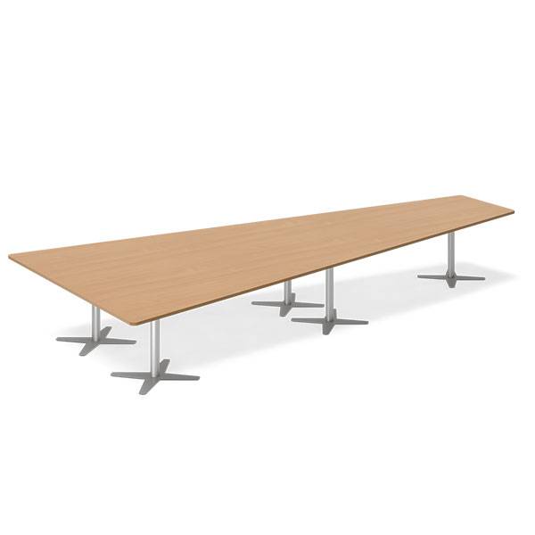 Office konferencebord trapezformet 500x236,5cm Bøg med alugråt stel