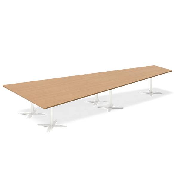 Office konferencebord trapezformet 500x236,5cm Bøg med hvidt stel