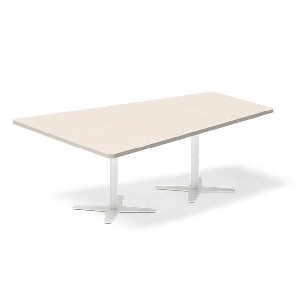 Office konferencebord trapezformet 200x142,5cm Birk med hvidt stel