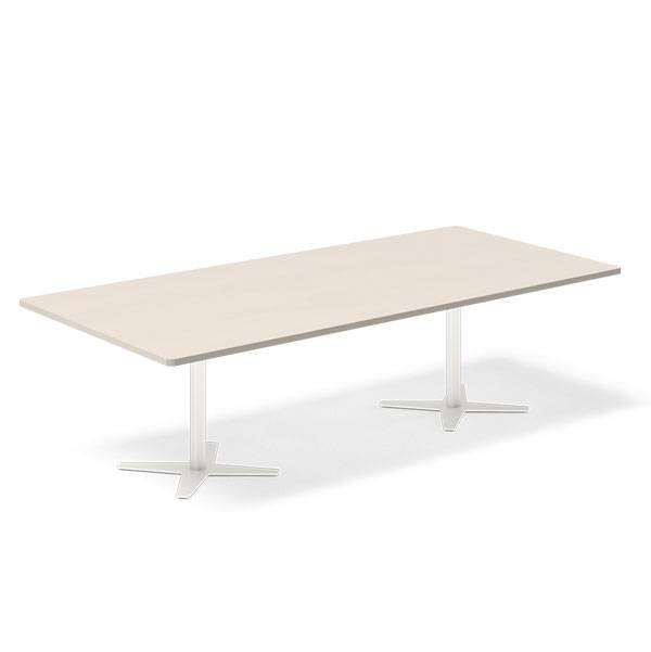 Office konferencebord rektangulært 260x120cm birk med hvidt stel