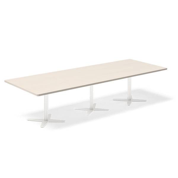 Office konferencebord rektangulært 320x120cm birk med hvidt stel