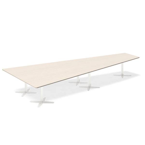 Office konferencebord trapezformet 500x236,5cm Birk med hvidt stel
