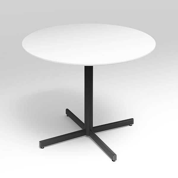 Cruzo konferencebord Ø120cm i hvid laminat med sort stel