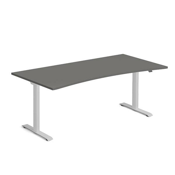 Ekoflex Hæve-sænkebord med bue 180x90cm antracit med sølv stel